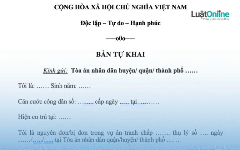 Bản tự khai là gì? Mẫu bản tự khai chuẩn nhất