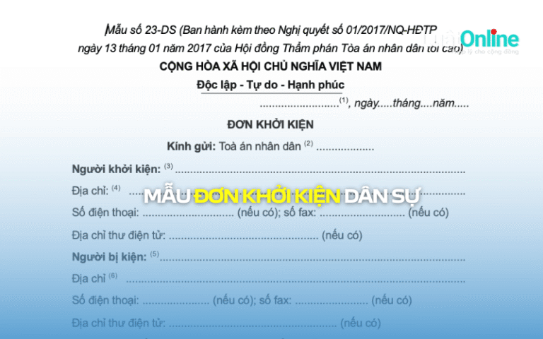 Mẫu đơn khởi kiện dân sự mới nhất