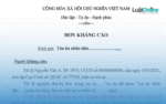 Mẫu đơn kháng cáo vụ án dân sự chuẩn