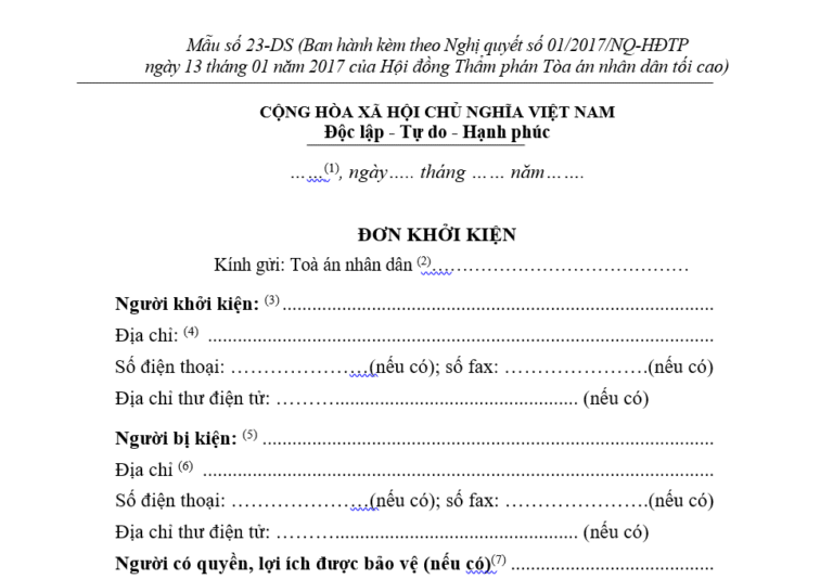 Mẫu đơn ly hôn đơn phương theo quy định mới nhất 2025