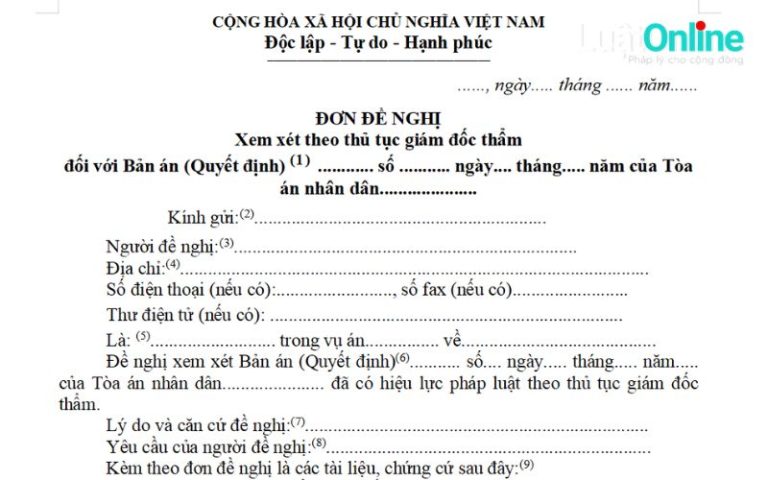 Mẫu đơn đề nghị kháng nghị giám đốc thẩm vụ án dân sự