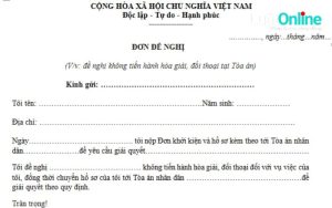 Mẫu đơn đề nghị không hoà giải dân sự