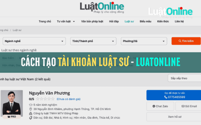 Hướng dẫn tạo tài khoản luật sư trên LuatOnline