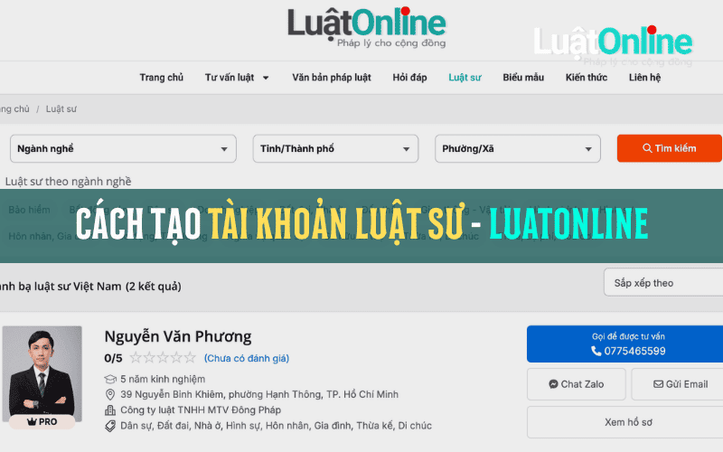 Hướng dẫn tạo tài khoản luật sư trên LuatOnline