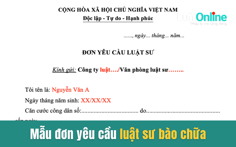 Đơn yêu cầu luật sư bào chữa trong vụ án hình sự