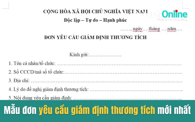 Mẫu đơn yêu cầu giám định thương tích mới nhất 