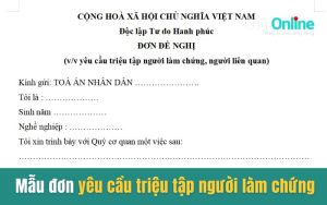 Mẫu đơn yêu cầu triệu tập người làm chứng