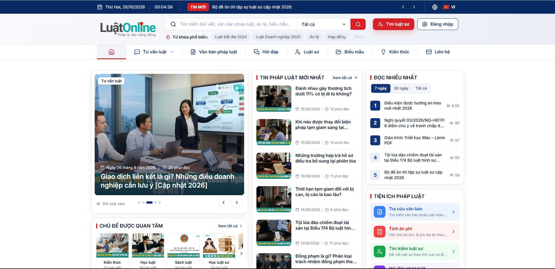 Giao diện Luật Online